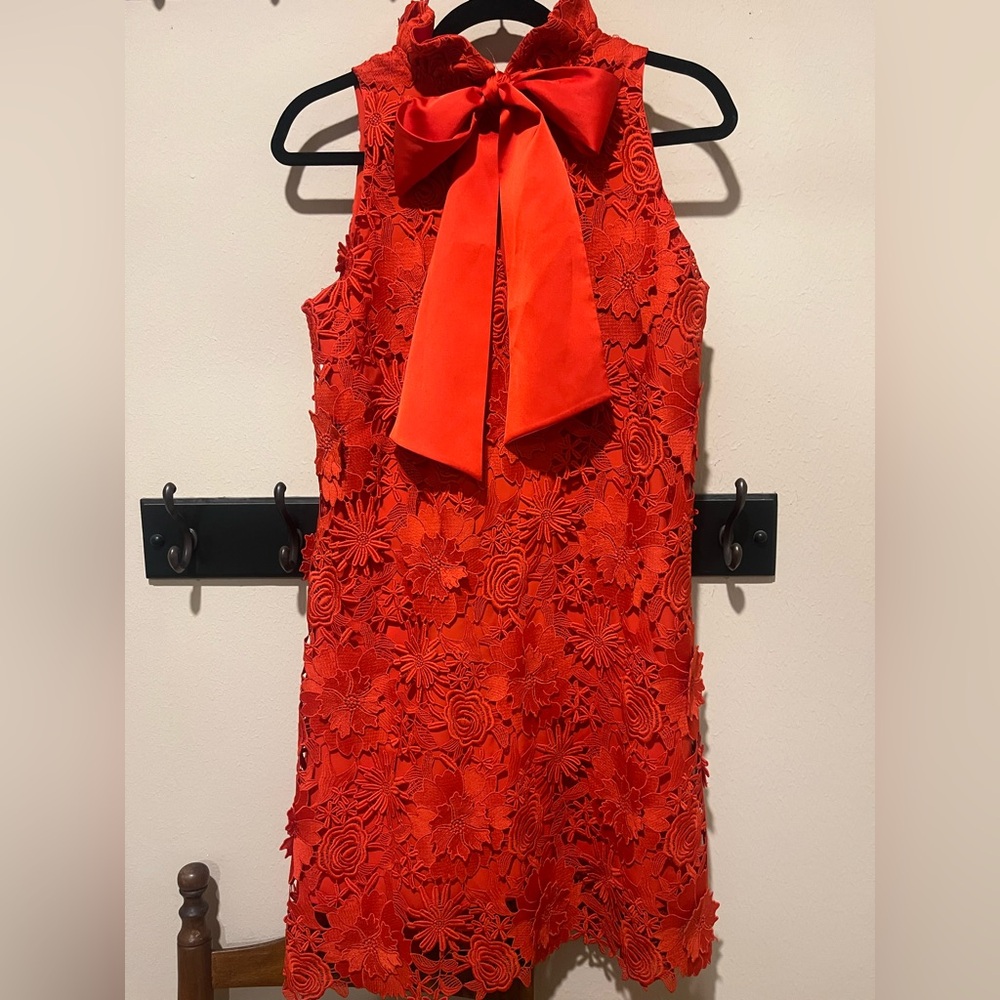 Tuckernuck Guipure Blythe Red Sleeveless Lace Shift Dress - Picture 6 of 6
